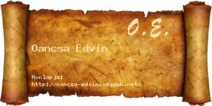 Oancsa Edvin névjegykártya